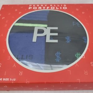 Perry Ellis Portfolio Black Blue Socks 4 Pack